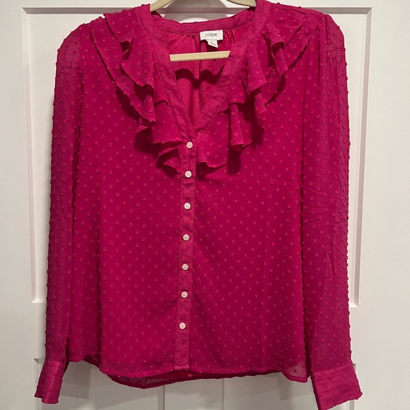 J. Crew Tops - JCrew Pink Ruffled Blouse, Small